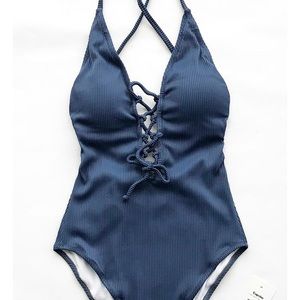 Rustic blue one piece swimsuit